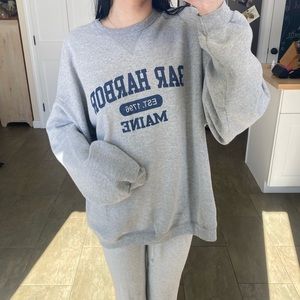 Gray Bar Harbor Maine crew neck
